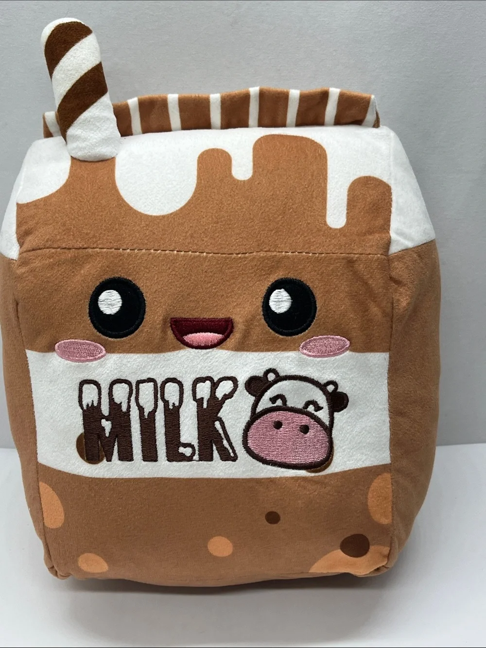 Chocolate Plush Milk Carton Kids Bag - Brown, Cream, Pink